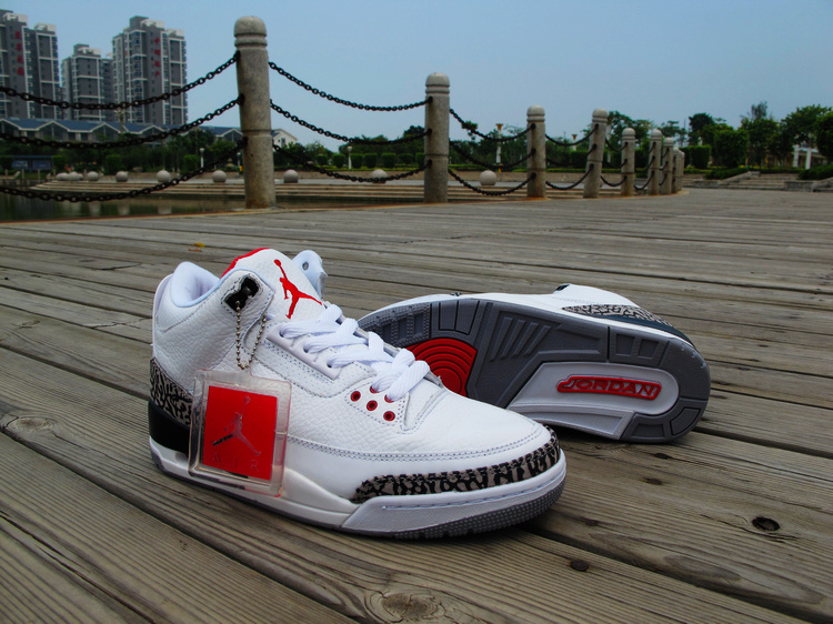 Air Jordan 3 Men Shoes White/Red Online